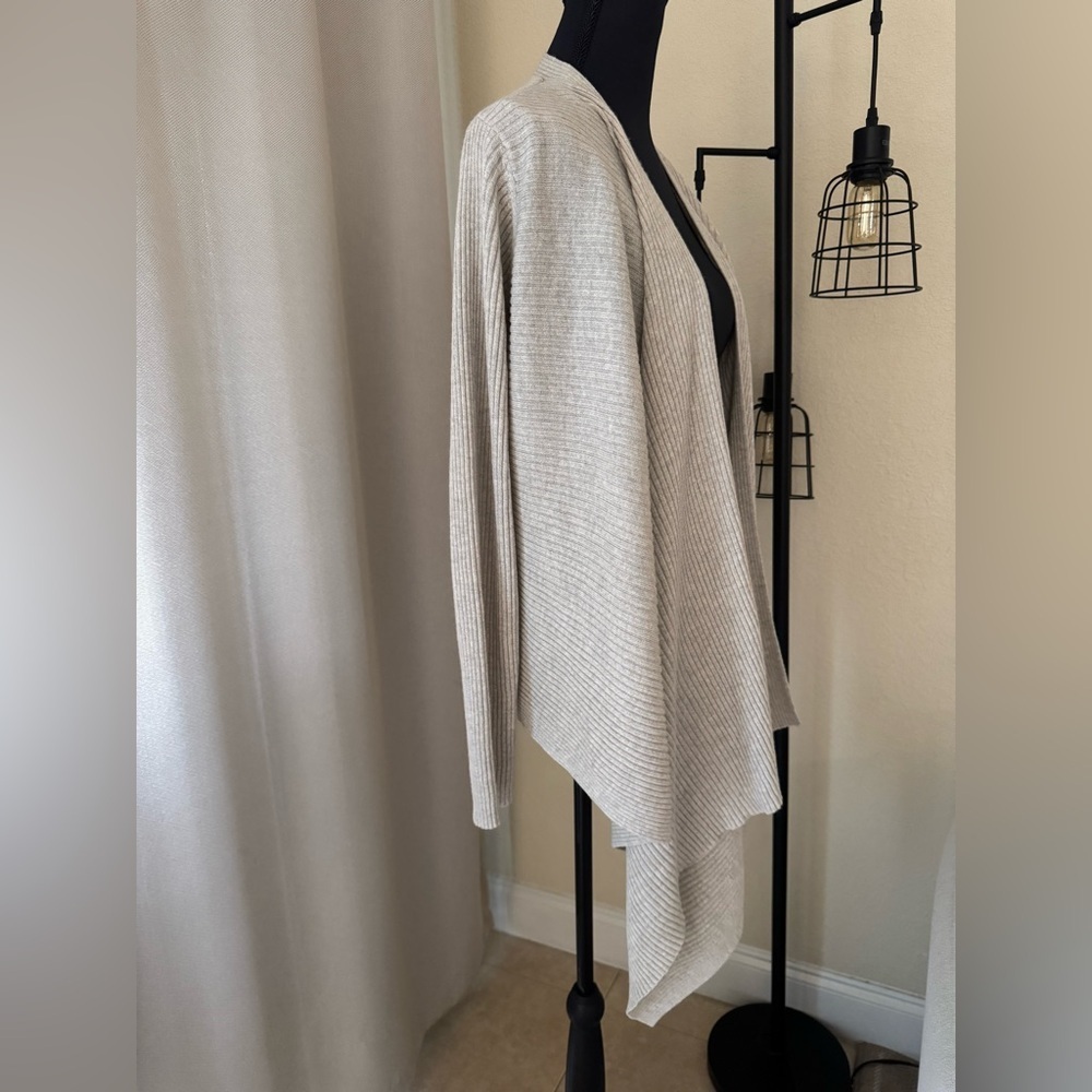 Eileen Fisher Ribbed Wool Open Front Cardigan Cream XS TP - Picture 4 of 9